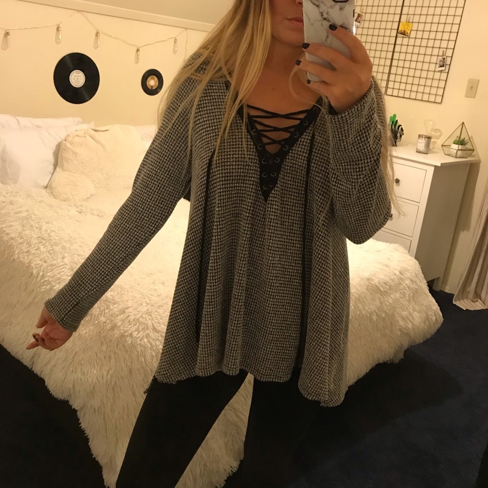 Lace Up Sweater